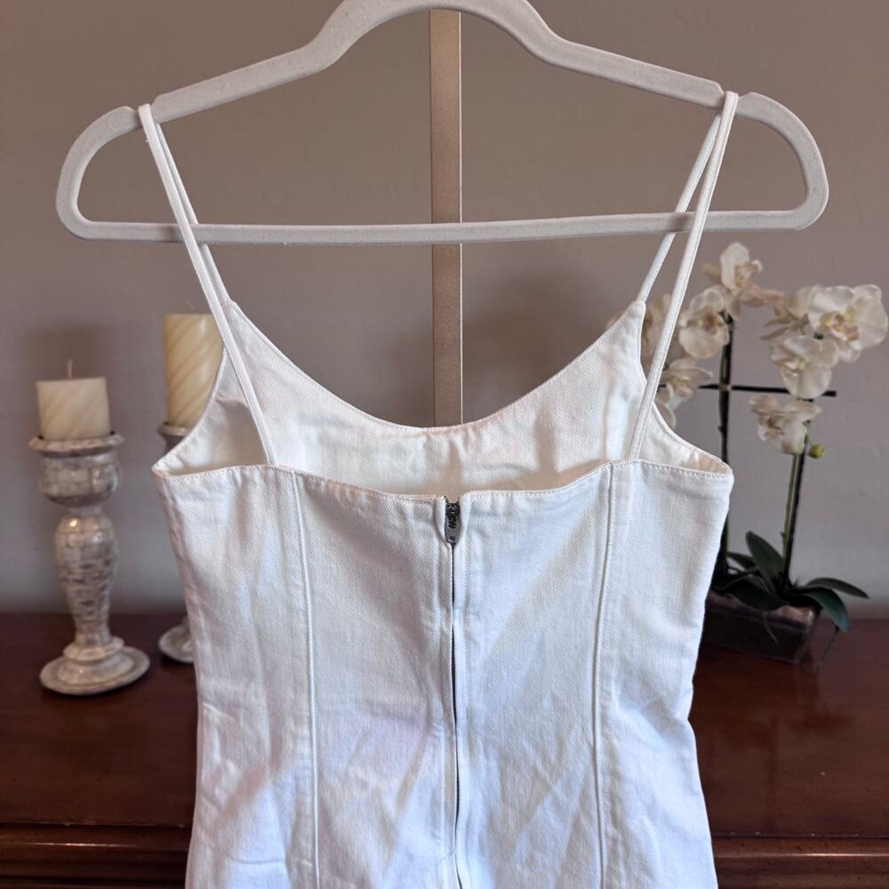 Amanda Uprichard Rocco Midi Denim Dress White Wash XS NWT 100% Cotton - Picture 7 of 10